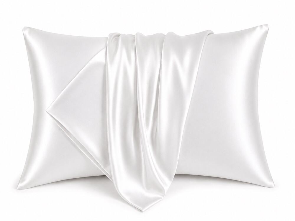NEW Pair of Satin Pillowcases White Soft Silky Envelope Closure